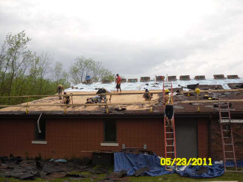 safety rails on shingle roof